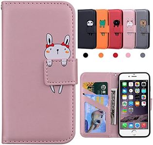 Funda iPhone 6s Plus, Funda iPhone 6 Plus, Carcasa iPhone 6s Plus con Tarjetero y Suporte,Funda Apple iPhone 6 Plus Plegable Cartera, Flip Cover Case, Protección Completa, Rosa