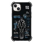 CASETiFY Bounce iPhone 14 Plus Case [Iron Man Co-Lab / 6X Military Grade Drop Tested / 21.3ft Drop Protection/Compatible with Magsafe] - Iron Man Blue Print Tech - Blue - Clear Black