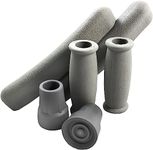 Classic Replacement Crutch Pads Comfortable Gray Rubber Underarm Cushions Hand Grips and Feet Caps Fits Standard Aluminum Crutches (Set of 6)