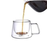 Integrity's Nataura Heat Resistant Double Wall Glass | Coffee Mug| Tea Cup | Ideal for Tea, Coffee, Espresso, Latte, Cappuccino, Juice, Wine & Beverages | Coffee Cup| Luxury Cup - 200 ML (Pack of 4)