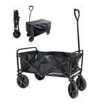 Trolley FOLDABLE 4 Wheel Outdoor Leisure Cart with Weatherproof Cover - Folding Trolley Utility Wagon Travels with 75kg Load - Collapsible Fold Up for Festival, Beach, Camping, Garden, Fishing Use