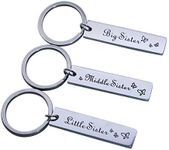 omodofo Family Jewelry Gift Big Middle Sister Little Sis Set of 3 Sisters Pendant Keychain for Sisters (3 Sisters Keychain)