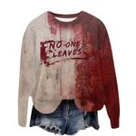 SXcggal Im Fine Bloody Shirt, Halloween Sweatshirts For Women Crew Neck Pullover Casual Long Sleeve Letter Print Shirts Fall Outfits Halloween Sweatshirts For Women