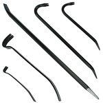 Spares2go 5 Piece Crowbar, Long Wrecking Rod & Flat Pry - Crow Bar Set (60cm 45cm 38cm 30cm 18cm)