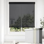 Persilux Free-Stop Cordless Solar Roller Blinds Light Filtering Roller Shades for Windows (Black, 29"W x 72"H) 5% Openness UV Protection Flame Retardant View Through Solar Window Shades for Home Door