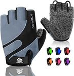 HTZPLOO Bike Gloves Cycling Gloves Mountain Bike Gloves for Men with Anti-Slip Shock-Absorbing Pad,Light Weight,Nice Fit,Half Finger Biking Gloves (Grey,Large)