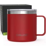 16 oz Stainless Steel Vacuum Insulated Coffee Mug with Handle and Lid, Large Thermal Camping Coffee Mug Cup with Durable Sliding Lid for Men & Women - Keeps Your Beverages Hot/Cold for a Long Time