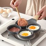 Egg Frying Pan, 4 Cups Fried Egg Pan, Pancake Frypan for Induction, Nonstick Poached Egg Pan with Heat Insulating Handle Suitable for Burger, Omelet, Outdoor Camping