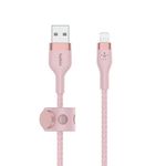 Belkin BoostCharge Pro Flex Braided USB Type A to Lightning Cable (3M/10FT), MFi Certified Charging Cable for iPhone 14, 13, 12, 11, Pro, Max, Mini, SE, iPad and More - Pink