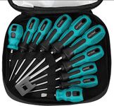 KAHEIGN 10Pcs Magnetic Screwdriver Set, 5 Size Heavy Duty Chrome Vanadium Steel Screwdriver 5 Flat & 5 Cross Head Screwdriver with Non-Slip Grip for Repair Home Improvement Craft - with Tool Bag