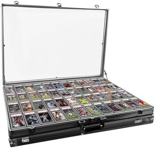 JIAOHENANZE Aluminum Trade Show Display Case,Tabletop Showcase | Locking aluminum display case, 34 x 22 inch, portable for trade shows, showing trading cards and collectibles.
