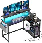 Yornoli L Shaped Desk with Led Lights＆Power Outlet 118CM Corner Gaming Desk for Small Spaces with Storage Shelves Corner Office Desk