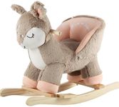 Rock My Baby Rocking Horse Deer with Chair, Plush Stuffed Animal Rocker for Toddlers 1-3, Baby Rocker with Sweet Music, Animal Ride on,Pink Deer,CPC Certified