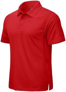 CRYSULLY Polo Shirts for Men Golf Shirt Short Sleeve Tactical Performance Polo T Shirts Dry Fit for Work, Fishing, Hiking Tomato Red L