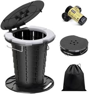 BLIKA Upgraded Retractable Portable Toilet with Cushion, 300LBS Adjustable Height Folding Toilet with Paper Holder, Travel Toilet Portable Camping Toilet, Soft Portable Toilet for Camping/Car, Gray