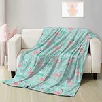 Green Lake Flamingo Flower Fleece Throw Blanket No-Shedding Soft, Warm & Lightweight Perfect for Bed Sofa Couch Car Super King 120 x 90 Inch