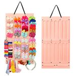 Hair Bows Holder w/Large Capacity, Hair Clips Storage Hanger w/ 16 Ribbons, Hair Bows Organizer, Baby Hair Accessory Storage Display w/Sturdy Rope, Wall Hanging for Girl Room, Baby Nursery Decors