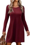 Zeagoo Fall Jumper Dress Long Sleeve Dresses A-line Sweater Dress Casual Maternity Dress Fashion Tunic Dresses Wine Red XL