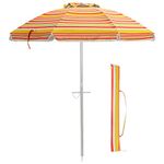 COSTWAY 2M Beach Umbrella with Carrying Bag, UPF50 + Sun Protection Sunshade Shelter, Outdoor Garden Patio Tilting Parasol (Red+Yellow)