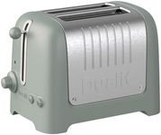Dualit 2 Slice Lite Toaster, 1.1kW Toasts 60 Slices an Hour, Polished with Sage Trim, Bagel & Defrost Settings, 36 mm Wide Slots, 26216