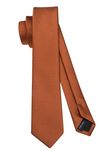 HISDERN Tie for Men 6cm Skinny Ties Burnt Orange Slim Silk Neck Tie Classic Wedding Party Business Work Neckties
