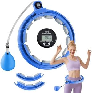Heasin Smart Hula Hoop Reifen Erwachsene, Hula Hoop mit Gewicht Kugel, Hullahub Reifen Zum Abnehmen und Zähler, 18 Knoten Hula Circle Abnehmbarer, für Fitness, Gewichtsverlust, Unterhaltun(Blau)
