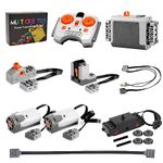 Mutcretus 9PCS Power Function Motor Set, Remote Control&Battery Pack Motor Kit, Compatible with Lego Technic Sets, Train Motor Electric Functions Motors and Gears, Kids&Adults