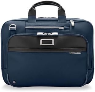Briggs & Riley Medium Expandable Briefcase - Laptop Bag for Work & Travel, Briefcases for Men & Women, Includes Shoulder Strap, Self-Repairing Zipper, Fits up to 15" Computer - @Work Collection, Navy