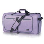 Fmeida Travel Duffel Bag 65L for Men Women Foldable Holdall Bags Weekend Bag Large Capacity Duffle Bag (Purple)