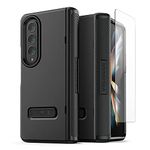 VRS Design Terra Guard Modern for Galaxy Z Fold 4 5G (2022), Premium Modern Neat Style [Anti Scratch Hinge Protection] Case with Tempered Glass Screen Protector (Black)