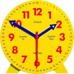 Wise Hedgehog Kids Telling Time Practice Learning Clock|4 Inch Size Teaching Handheld Analog Clock|Geared Movement Makes Fingers Move Like Real Clocks|For School Classrooms&Homeschool Supplies