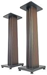 2 Rockville SS36D Premium Dark Wood Grain 36" Home Speaker Stands Up to 100Lbs