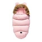 Drizzle Baby Swaddle Blanket Indoor Outdoor Flannel Anti Kick Baby Sleeping Bag Sack Waterproof Warm for Infant Newborn Boys Girls 0-36 Months Wearable Blanket Baby Quilt (Pink)