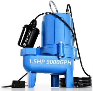 FOTING Sump Pump Submersible Sewage/Effluent Pump - Heavy Duty Cast Iron - 115V Septic Pump for Sump Basin/Residential/Sewage/Basement, Cast Iron & Vortex Impeller