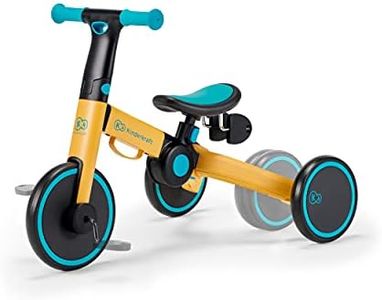 kk Kinderkraft, 4TRIKE Triciclo 3 en 1, Minibicicleta, Bicicleta sin Pedales, Bicicleta bebé, para niños, Minitriciclo de Equilibrio, Plegable, Asiento Ajustable, 12 meses - 5 años, 25 kg, Amarillo