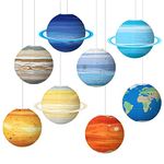 SINGOMON 8PCS Space Planet Paper Lanterns Universe Planet Lanterns Earth Mars Saturn Venus Neptune Hanging Paper Lanterns Round Paper Lanterns for Space Party Decorations