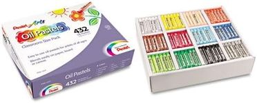 Pentel Oil Pastel Set with Carrying Case,12-Color Set, Assorted, 432/Pack