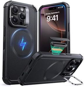 ESR for iPhone 16 Pro Max Case with Stand, 23FT Military-Grade Drop Protection, Heavy Duty Magnetic Phone Case, Compatible with MagSafe Accessories, Cyber Series, Black