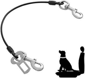 Mi Metty Dog Seat Belt Harness for Car,2pcs Dog Seatbelt of Coated Wire Leash Safety Restraint,No Chew Tether Cable Vehicle Dog Accessories,Double Clips & Latch (Black, 32 inch/80 CM)