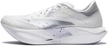 ANTA C202 7 Men’s Long-Distance Performance Running Sneakers, Marathon Carbon-Plate Design, Breathable Mesh & TPU Upper,White/Silver,8