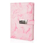 Marble Diary with Lock, Refillable A5 Daily Journal for Girls and Women, 192 Pages Cute Notebook with Combination Lock for Teen Girls and Boys - Pink