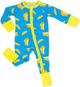 LollyBanks Baby Pajamas, Lightweight Baby Romper with 2-Way Zipper, 95% Viscose from Bamboo and 5% Spandex, Soft Long Sleeve Neutral Sleepers, Snug Fit Infant Bodysuits for 3-6 Months (Banana Print)