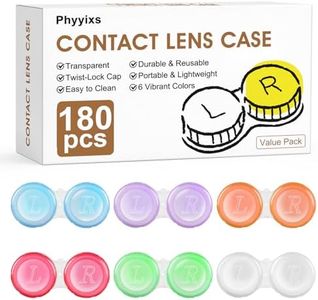 Phyyixs 180 Pack Contact Lens Cases Bulk, Transparent Cute Contact Lens Case for Home & Travel, 6 Color (180)