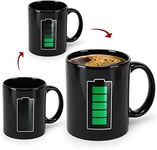 CTTPEG Heat Changing Mug,Heat Changing Sensitive Mug Ceramic Heated Coffee Mug of Novelty Battery Charging Design Mug,12oz Black Cute Tea Cup