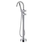 Artiqua Tub Filler Freestanding Bathtub Faucet Chrome Floor Mount Brass Faucets with Hand Shower