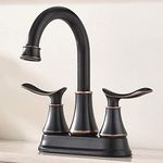 KINGO HOME Contemporary Lavatory Vanity Two Handle Two Hole Oil Rubbed Bronze Bathroom Faucet, Bathroom Sink Faucet with Water Supply Lines & Pop Up Drain