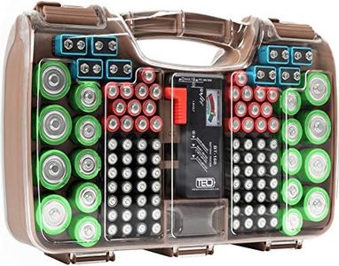 The Battery Organizer Storage Case with Tester, Clear Battery Holder for 180 Batteries of Various Sizes, Cocoa