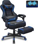 Fullwatt Racing Gaming Chair for adults with Footrest and Massage Lumbar Pillow, Swivel Height Adjustable Reclining PU Leather Video Game Chair, E-Sports Gaming Chair Big and Tall(blue)