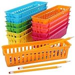 Belle Vous Stationery Storage Baskets (12 Pack) - Organiser Trays in Assorted Colours - Pen/Pencil Holders for School Classrooms, Desktop Tidy Accessory, Office, Home, Art Supplies, and Makeup Brushes