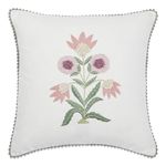 haus & kinder Decorative Embroidered Cushion Cover | Knitted Duck Front Throw Pillow Cushion Cover for Sofa Living Room | 16inch x 16inch | Lone Flower